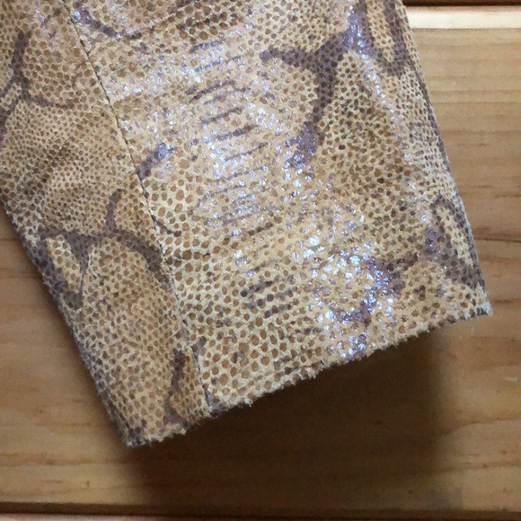 Terry Lewis Luxury Leather Jacket Snake Skin Embossed Tan Brown Size S EUC - Picture 8 of 15